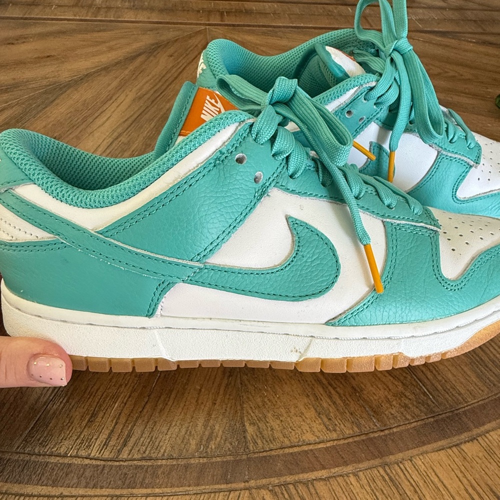 Nike Teal and White Low-Top Sneakers